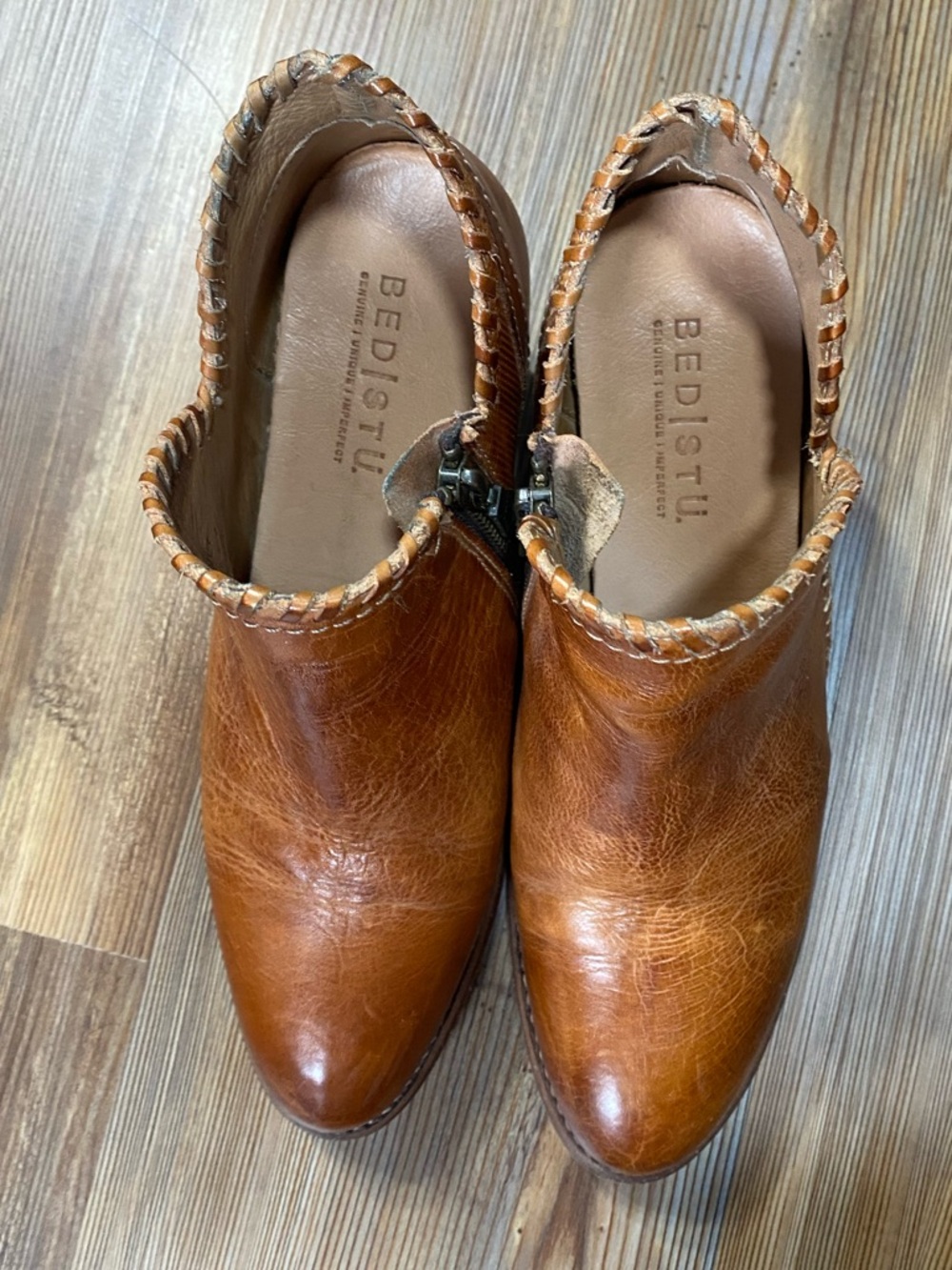 Bed Stu Cognac Leather Ankle Booties - Picture 5 of 9
